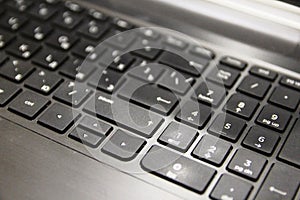 The black keyboard of the mobile computer