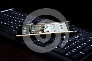 Black keyboard with mobile