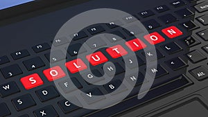 Black keyboard with word Solution