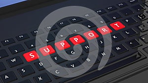 Black keyboard with word Support