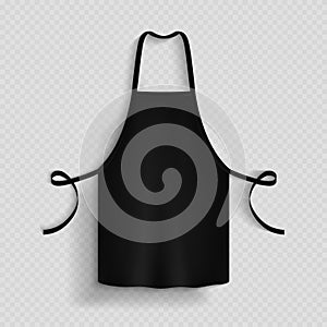 Black kitchen apron. Chef uniform for cooking vector template photo