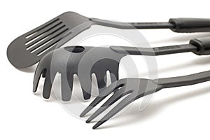 Black kitchen utensil macro