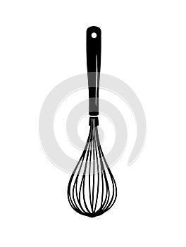 Black Kitchen Whisk Vector Illustration for Culinary Design or Craft Projects