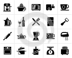 Black Kitchenware objects and equipment icons