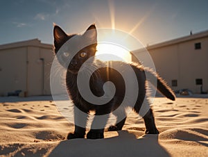 Black Kitten Sunset