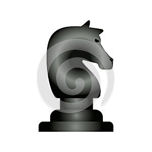 Black knight chess piece flat style icon