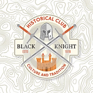Black Knight historical club badge design. Vector illustration Concept for shirt, print, stamp, overlay or template