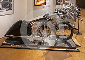 The Black Knight by Max Hazan Motorworks in 2016, on display in the Haas Moto Museum in Dallas.