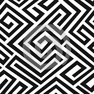 Black labyrinth seamless pattern