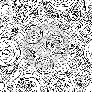 Black lace seamless pattern