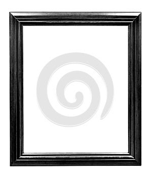 Black lacquered wooden frame isolated on white photo