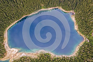 Black Lake or Crno jezero , northern Montenegro, Zabljak, Europe. Aerial photography