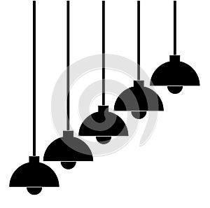 Black lamps in on row vector icon