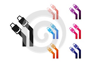 Black LAN cable network internet icon isolated on white background. Set icons colorful. Vector