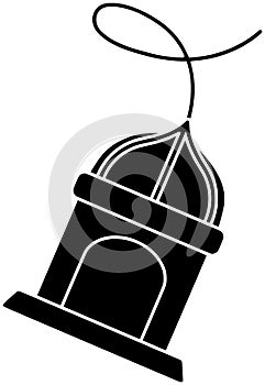 black lantern silhouette or flat lampion illustration of lamp logo mosque for mubarak with islamic icon and religion shape