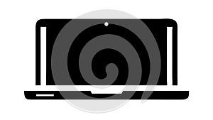 Black laptop computer icon, technology, work, digital device, education, vector design Generative AI