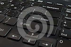 Black Laptop Computer Keyboard extreme close-up