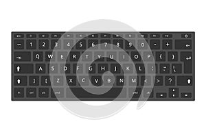 Black laptop, computer keyboard vector template isolated on white