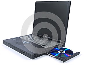 Black laptop and DVD