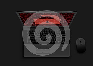 Black laptop open lock on screen