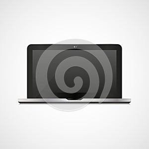 Black laptop in a realistic style on a white background