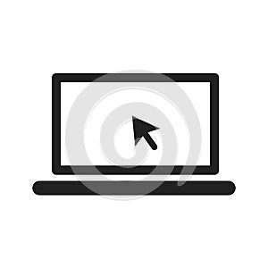 Black laptop with white monitor and cursor in the center - vector