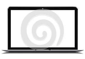 Black laptop with white monitor - vector