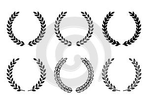 Black laurel leaf decorative frame design set. Vector illustration