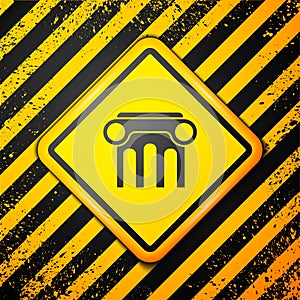 Black Law pillar icon isolated on yellow background. Warning sign. Vector