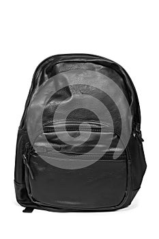 Black leather backpack