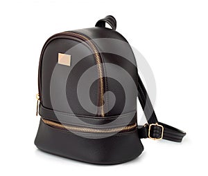 Black leather backpack
