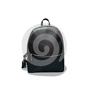 Black leather backpack