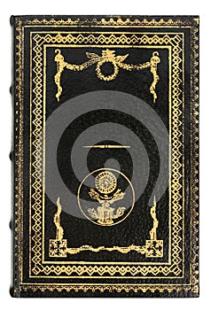 Black leather Book with gold frame