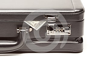 Black Leather Briefcase & Dollar Corner Exposed