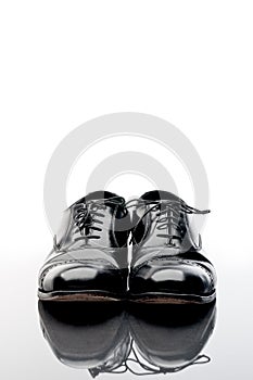 Black leather business shoes