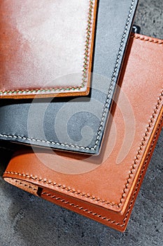 Black leather cardholder on a