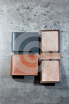 Black leather cardholder on a
