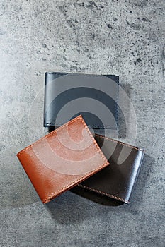 Black leather cardholder on a
