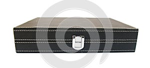 Black leather case for confidential documents