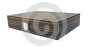 Black leather case for confidential documents