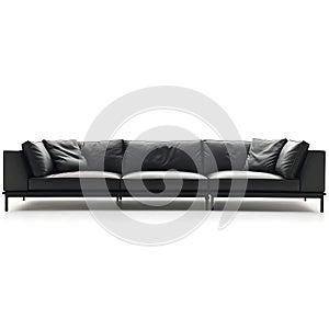 Black leather couch with three sections