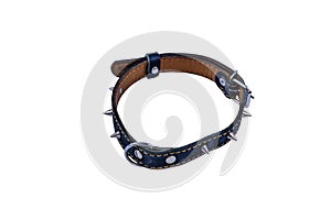 Black leather dog collar isolated on a white background