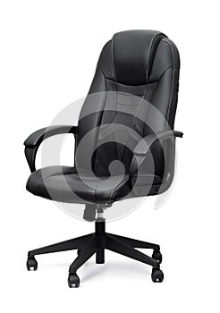 Black leather ergonomic office armchair