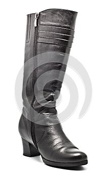 Black Leather Female Boots