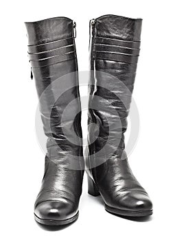 Black Leather Female Boots