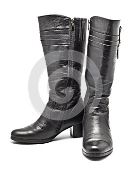 Black Leather Female Boots