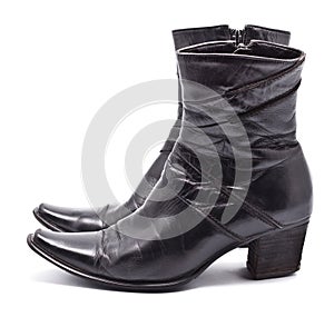 Black Leather Female Boots