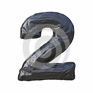 Black leather font Number 2 TWO 3D