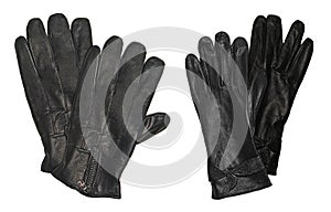 Black leather gloves