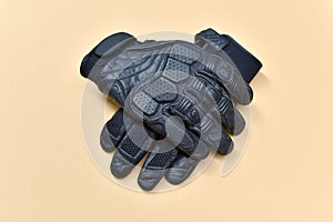 Black leather gloves for riding a motorcycle or bicycle